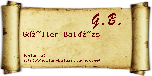 Göller Balázs névjegykártya